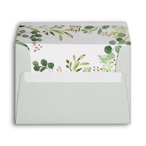 Budget Rustic Greenery Eucalyptus Leaves Wedding Envelope