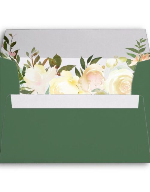 Budget Rustic Greenery Leaves Ivory Floral Wedding Envelope