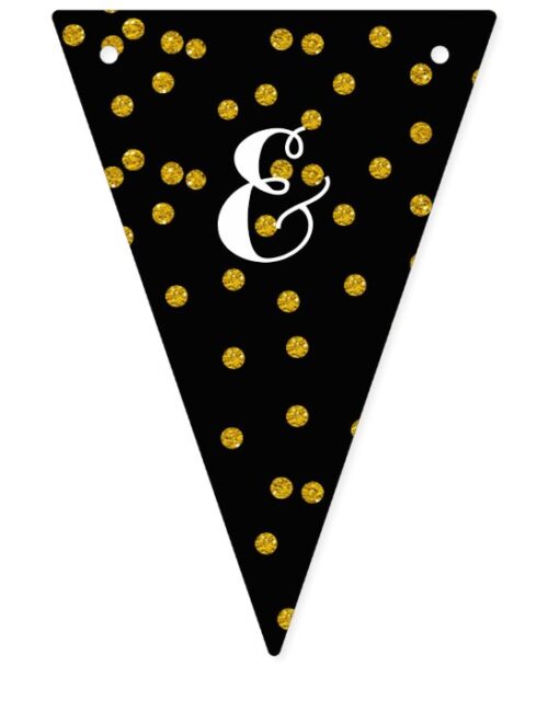 Bunting Personalized Wedding Gold and Black Dots Bunting Flags