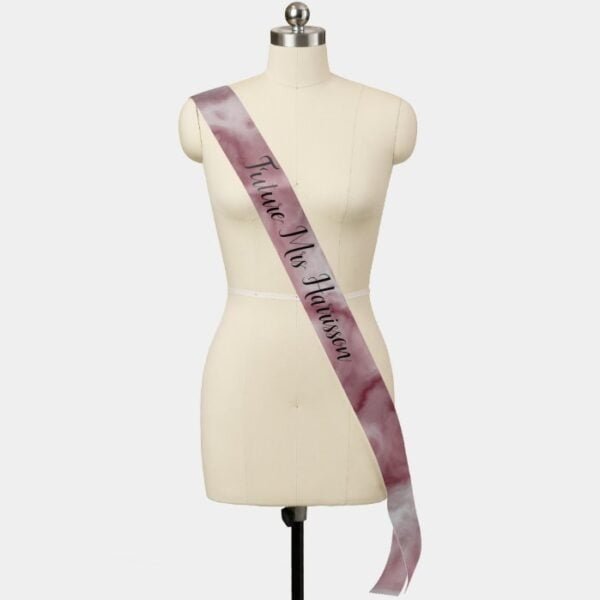 Burgundy and Rose Gold Marble Wedding Sash