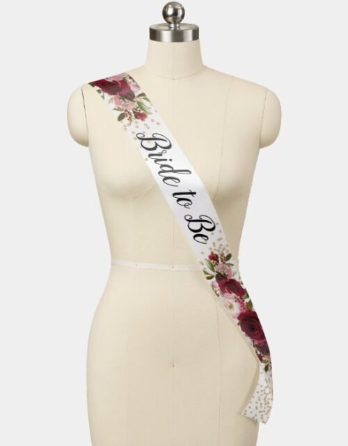 Burgundy Floral Bride to Be Sash