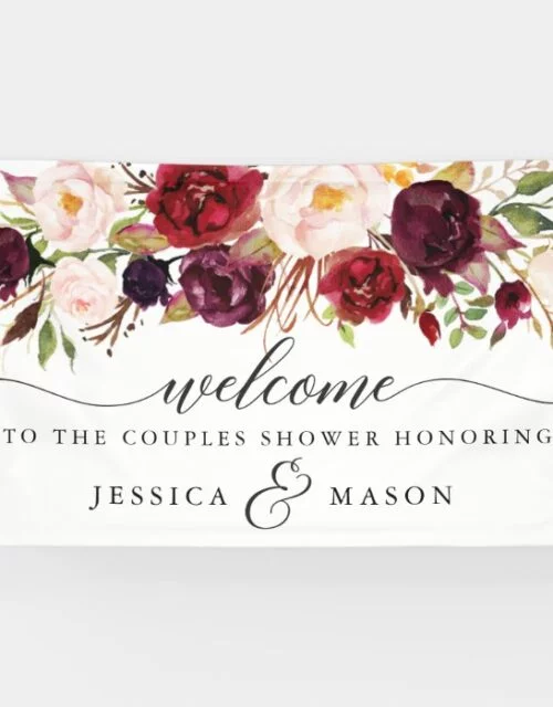 Burgundy Marsala Vinyl Welcome Banner
