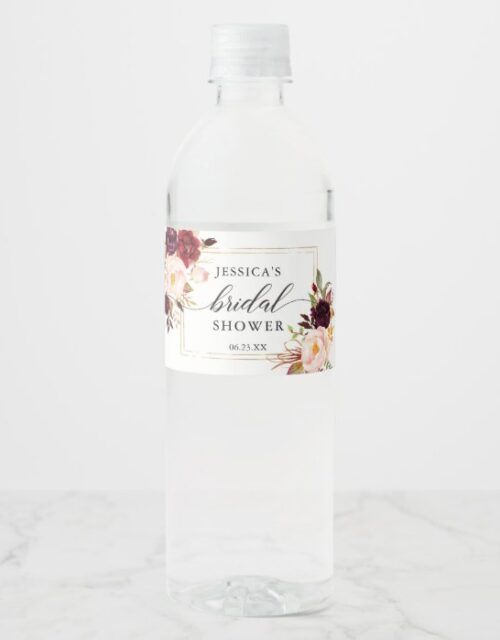Burgundy Marsala Water Bottle Label