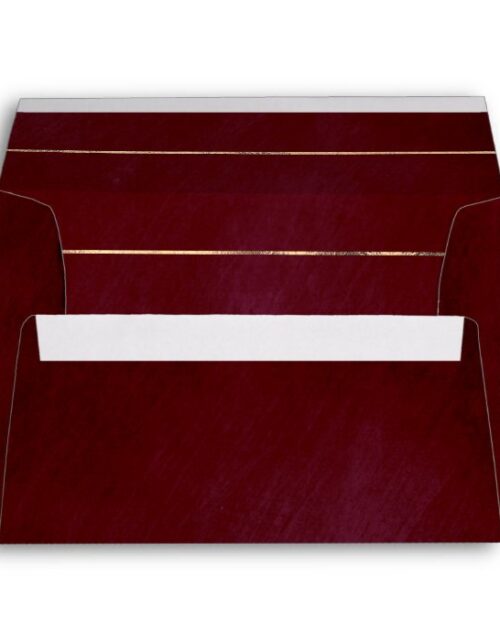 Burgundy Red and Gold Stripes Elegant Modern Envelope