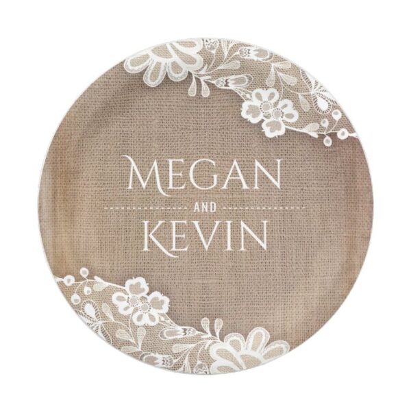 Burlap and Lace Rustic Country Wedding Paper Plate