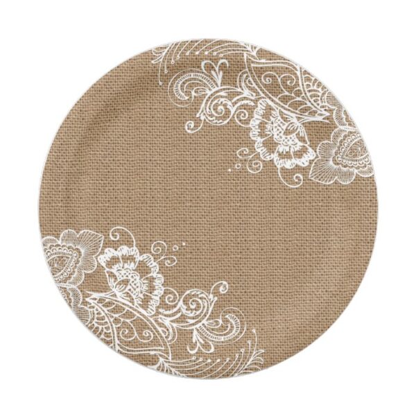 Burlap and Lace Shabby Chic Paper Plates