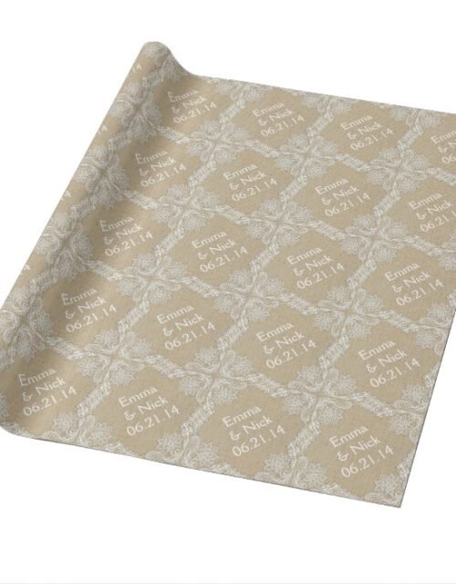 Burlap & Lace Wedding Custom Gift Wrap