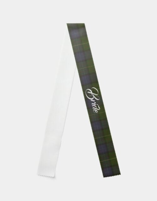 California green tartan wedding brides sash