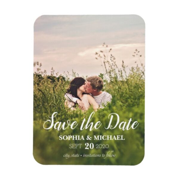 Calligraphy Save the Date Wedding Photo Magnet