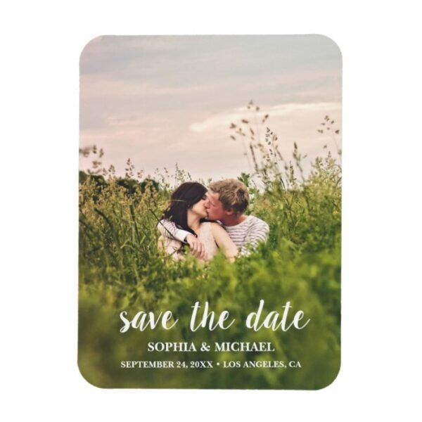 Calligraphy Save the Date Wedding Photo Magnet