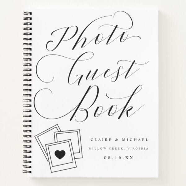 Calligraphy Script Wedding Photo Guest Book