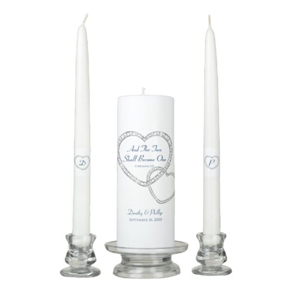 Candle Unity Set-Two Hearts Become One-Navy Script