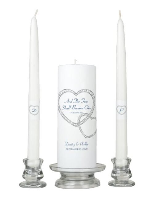 Candle Unity Set-Two Hearts Become One-Navy Script