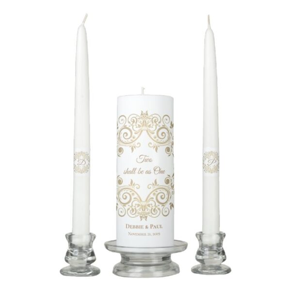 Candle Unity Set-Two Shall Be As One Filigree