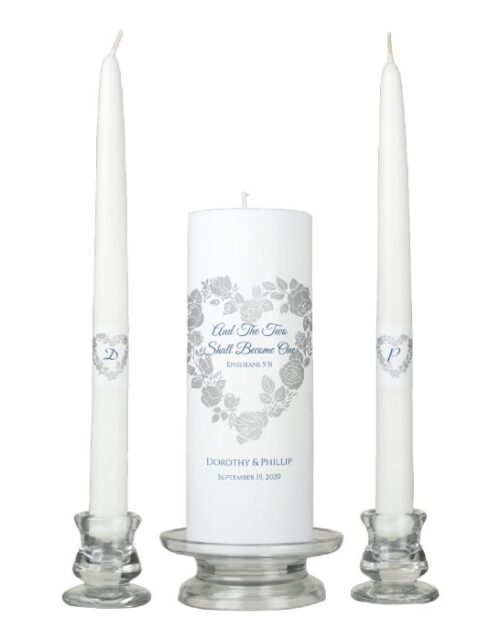 Candle Unity Set-Two Shall Become One-Navy Script