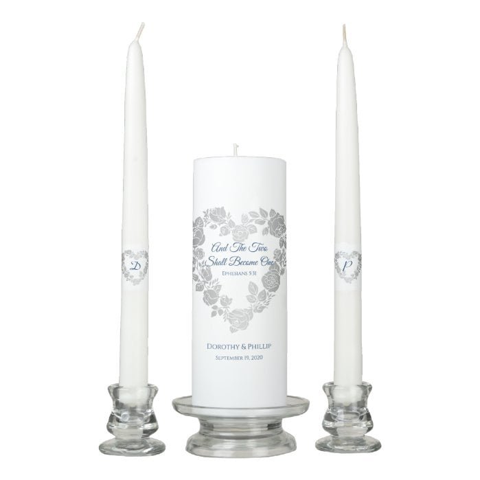 Candle Unity Set-Two Shall Become One-Navy Script