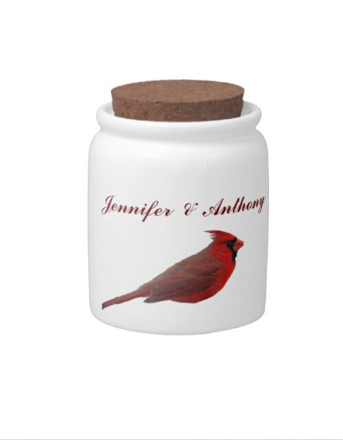 Cardinal Wedding Candy Jar