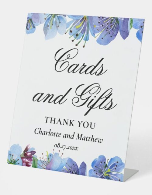 Cards And Gifts Floral Modern Wedding Event Pedestal Sign