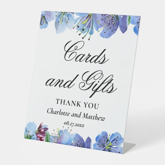 Cards And Gifts Floral Modern Wedding Event Pedestal Sign