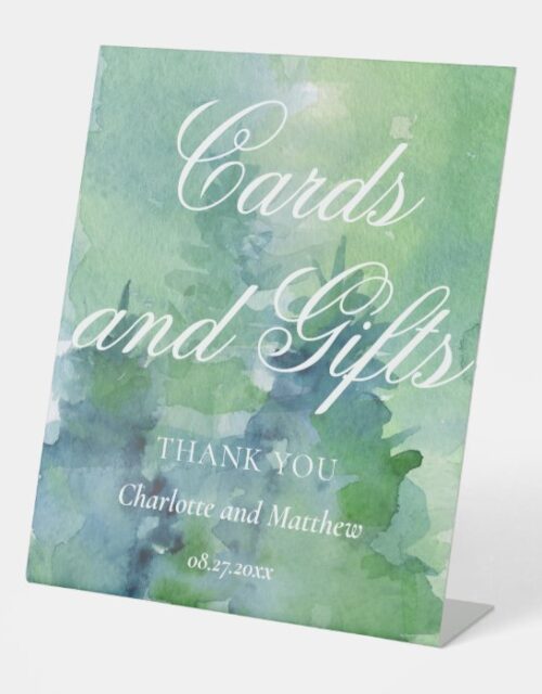 Cards And Gifts Modern Watercolor Wedding Event Pedestal Sign