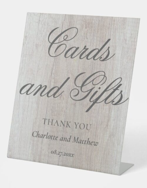 Cards And Gifts Wooden Chic Modern Wedding Event Pedestal Sign