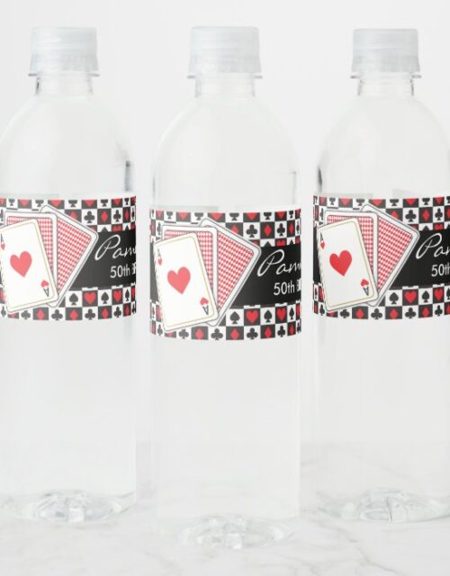 Casino Playing Cards Water Bottle Label