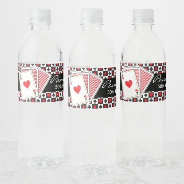 Casino Playing Cards Water Bottle Label