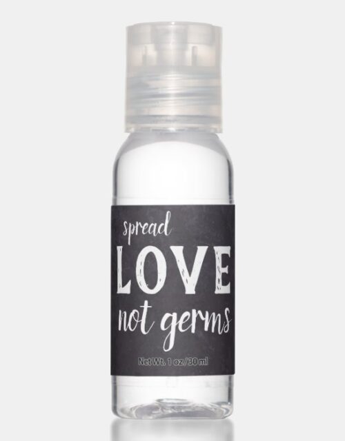 Chalkboard Spread Love Not Germs Wedding Hand Sanitizer