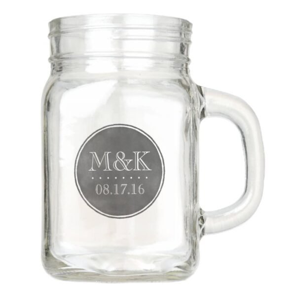 Chalkboard Style Custom Wedding Monogram Mason Jar