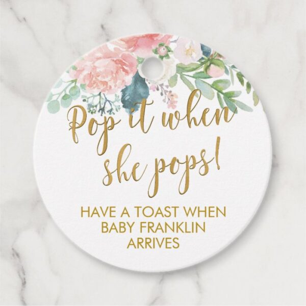 Champagne Party Favor Tags, Pop It When She Pops, Favor Tags