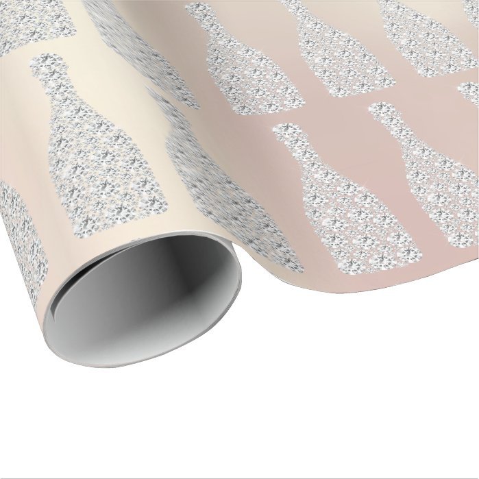 Champagne Swarovski Crystals Diamond Bottle Pearly Wrapping Paper