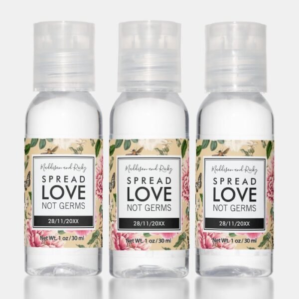 Champagne Yellow Floral Garden Wedding Favor Hand Sanitizer