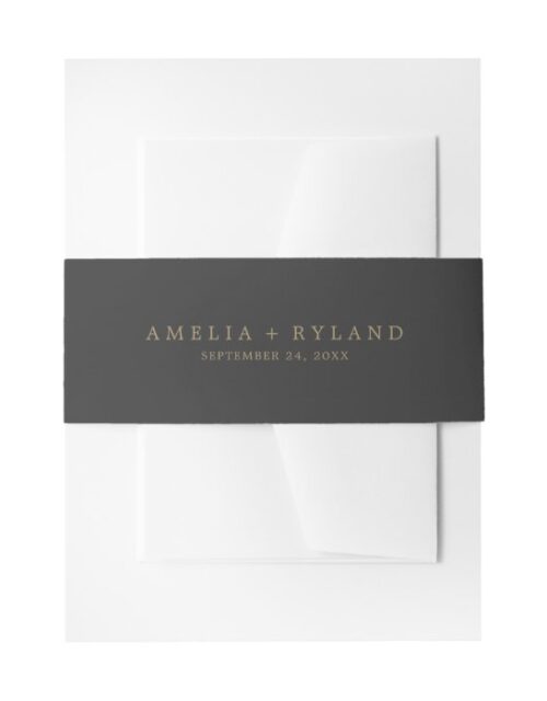 Charcoal Gray & Gold Wedding Invitation Belly Band
