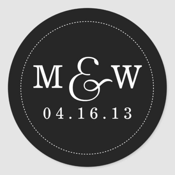 Charming Wedding Monogram Sticker - Black