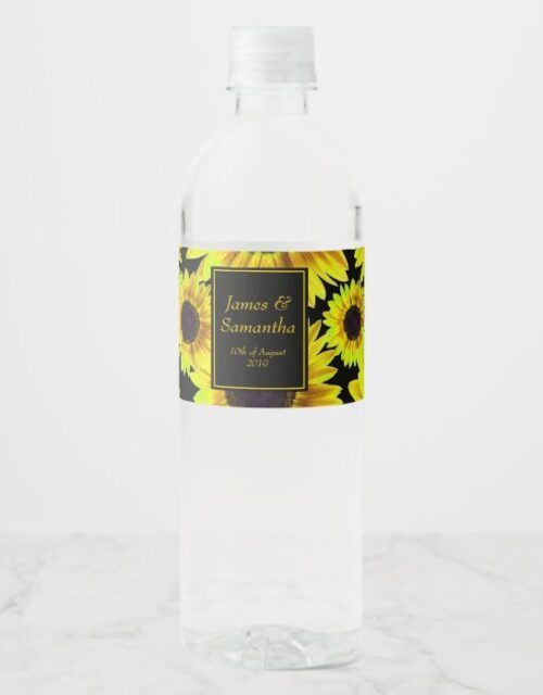 Cheerful Bright Yellow Sunflower  - Water Bottle Label