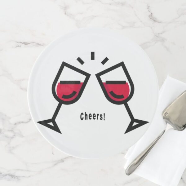 Cheers With Cute Red Wine Glasses Design Cake Stand
