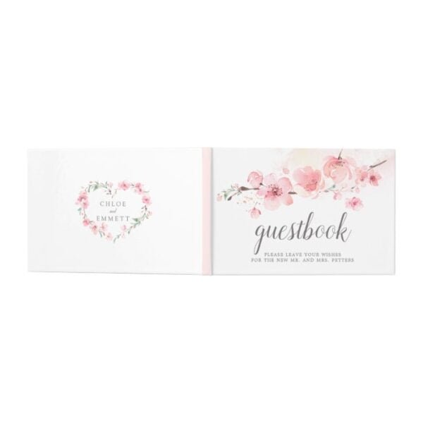 Cherry Blossom Pink Floral Wedding Guest Book