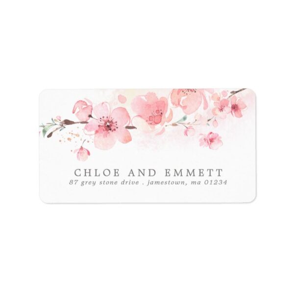 Cherry Blossom Rustic Pink Floral Address Label