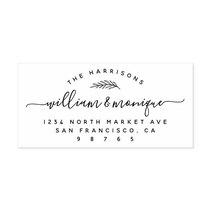 Chic Botanical Handwritten Wedding Return Address Rubber Stamp