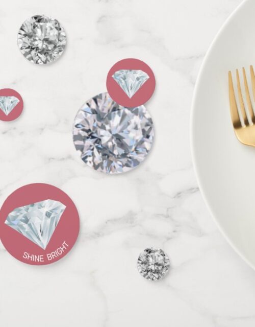 Chic Diamond Gemstones on Rose Gold Table Confetti