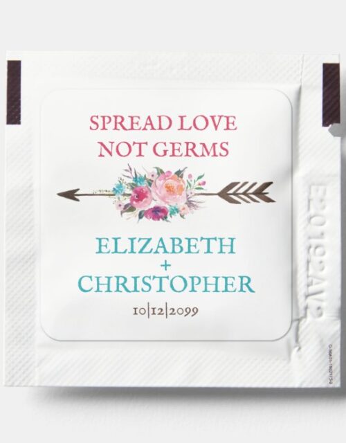 Chic Floral Boho Spread Love Not Germs Hand Sanitizer Packet