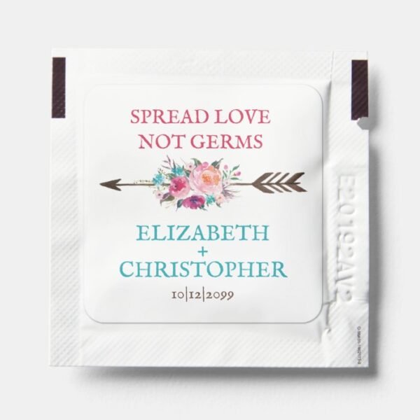 Chic Floral Boho Spread Love Not Germs Hand Sanitizer Packet