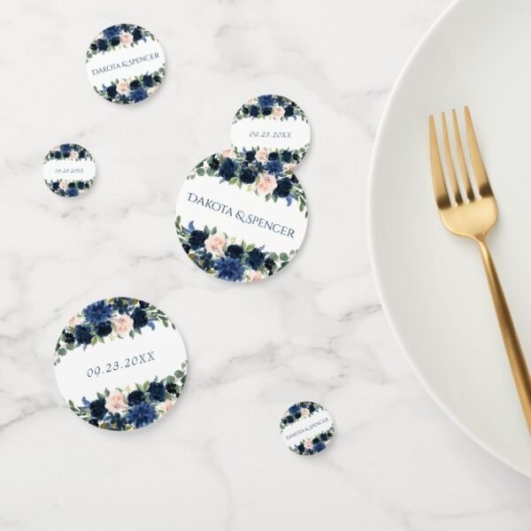 Chic Floral | Romantic Blush Navy Garland Wreath Confetti