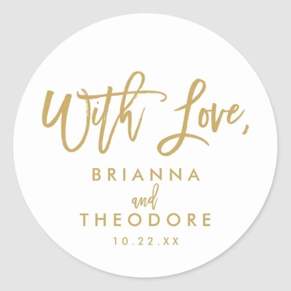 Chic Hand Lettered With Love Favor Label Gold