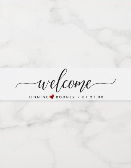 Chic+Modern Brush Script Event Welcome Water Bottle Label