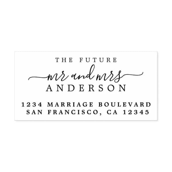 Chic Script Future Mr Mrs Wedding Return Address Rubber Stamp