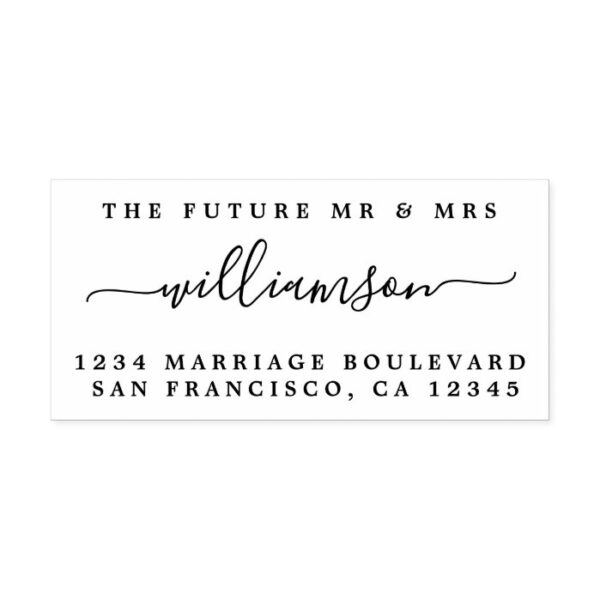Chic Script Future Mr Mrs Wedding Return Address Self-inking Stamp