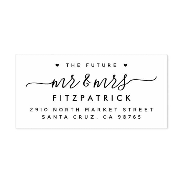 Chic Simple Future Mr Mrs Wedding Return Address Rubber Stamp