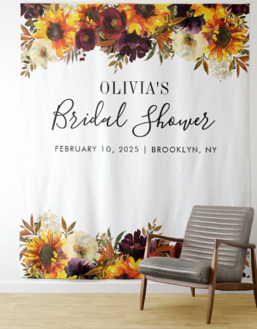 Chic Sunflower Bridal Shower Photo Booth Backdrop