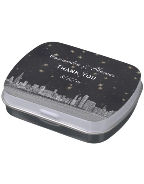 Chicago Skyline #2 Black Gold Star R Candy Candy Tin